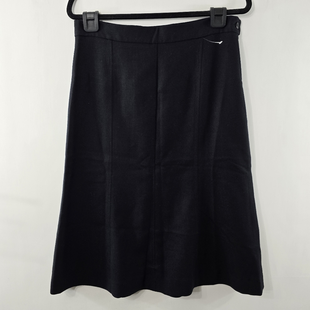 Pendleton Virgin Wool Skirt Fluted Solid Black Business Office Work Professional
